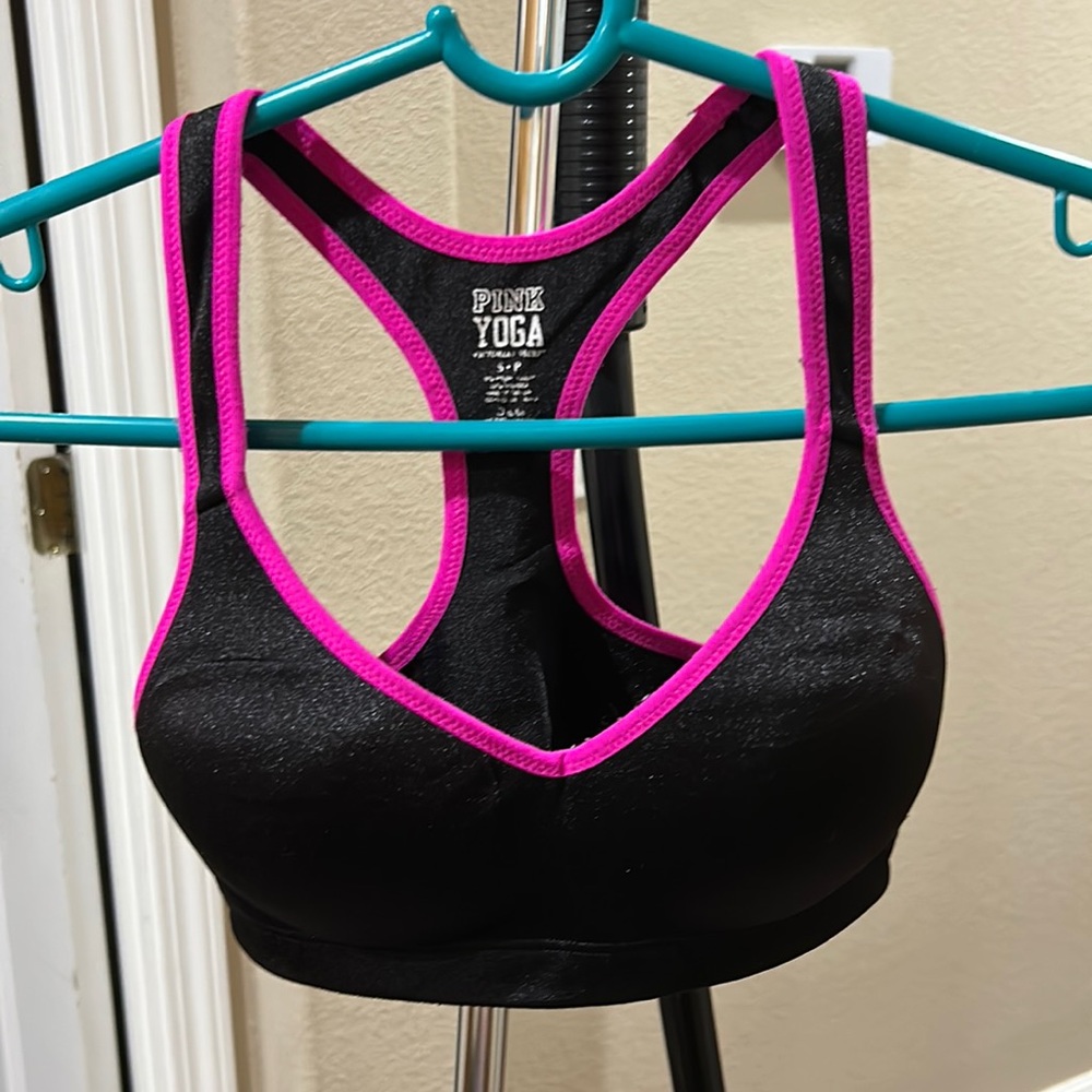 Pink yoga sports bra